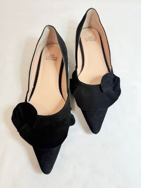 Suecomma Bonnie Black Suede Bow Pointed Toe Flats EU 37.5 Designer